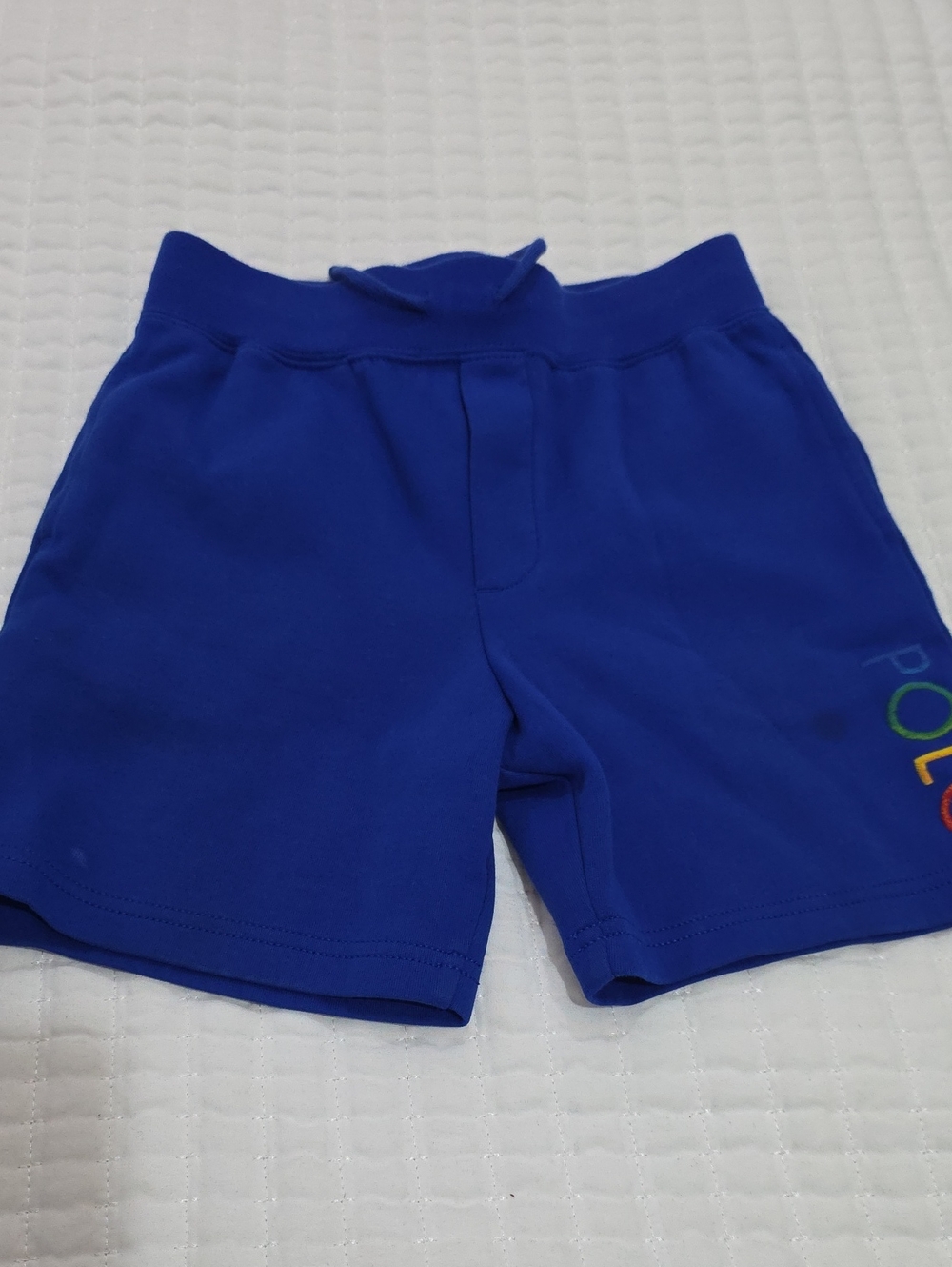 Kids Royal Blue Elastic-Waist Cotton Shorts with Color Accent